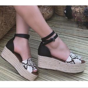 SUSANNA Snake Skin Print Ankle Wedge
